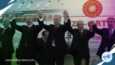 أردوغان يفتتح مطار ريزى العائم بمشاركة الرئيس الأذربايجاني وبعض المسؤولين